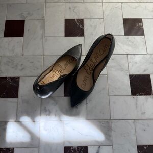 Sam Edelman Black Hazel Pointed Leather Pumps, 6.5